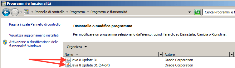 Verifica installazione Java a 32 e 64 bit